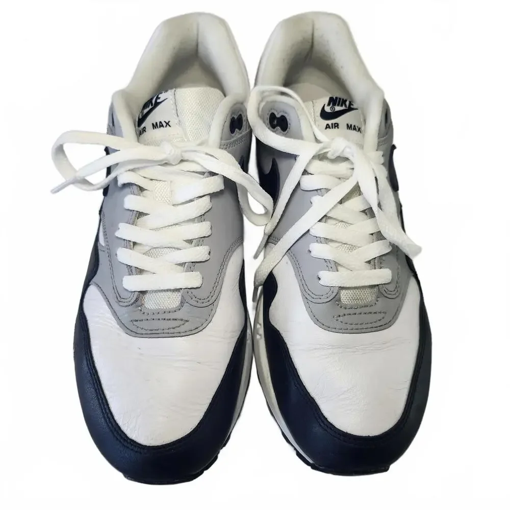 Nike Air Max 1 Men's Sneakers Size 10 White Gray Navy - Picture 3 of 9